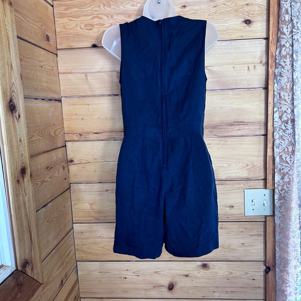 Lace Up Romper Womens Size 2 Navy Blue Knotted String Sleeveless Banana Republic - Picture 5 of 13